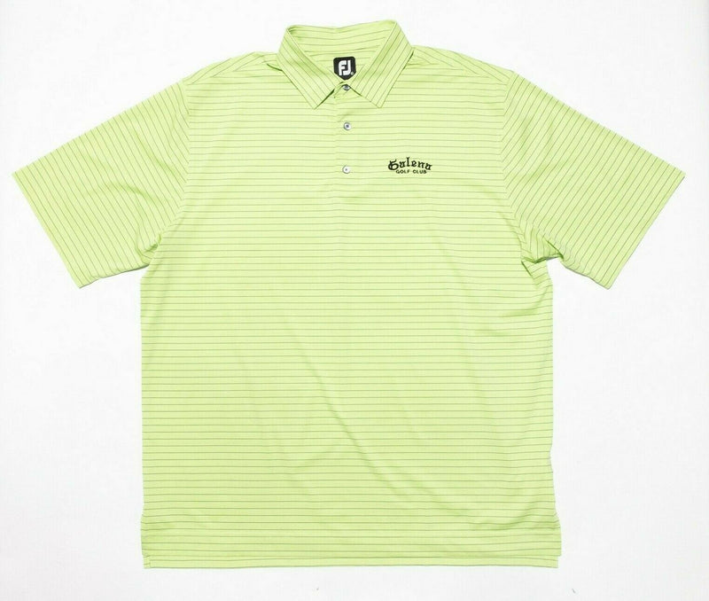 FootJoy Golf Shirt 2XL Men's Polo Striped Lime Green Wicking Stretch Performance