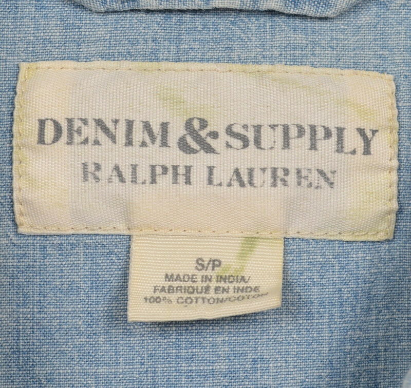 Denim & Supply Ralph Lauren Men's Small Pearl Snap Denim Blue Western Shirt