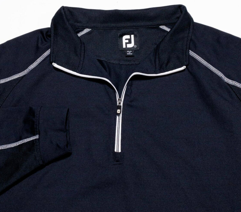 FootJoy 1/4 Zip Men's Large Pullover Golf Black Wicking Stretch Activewear