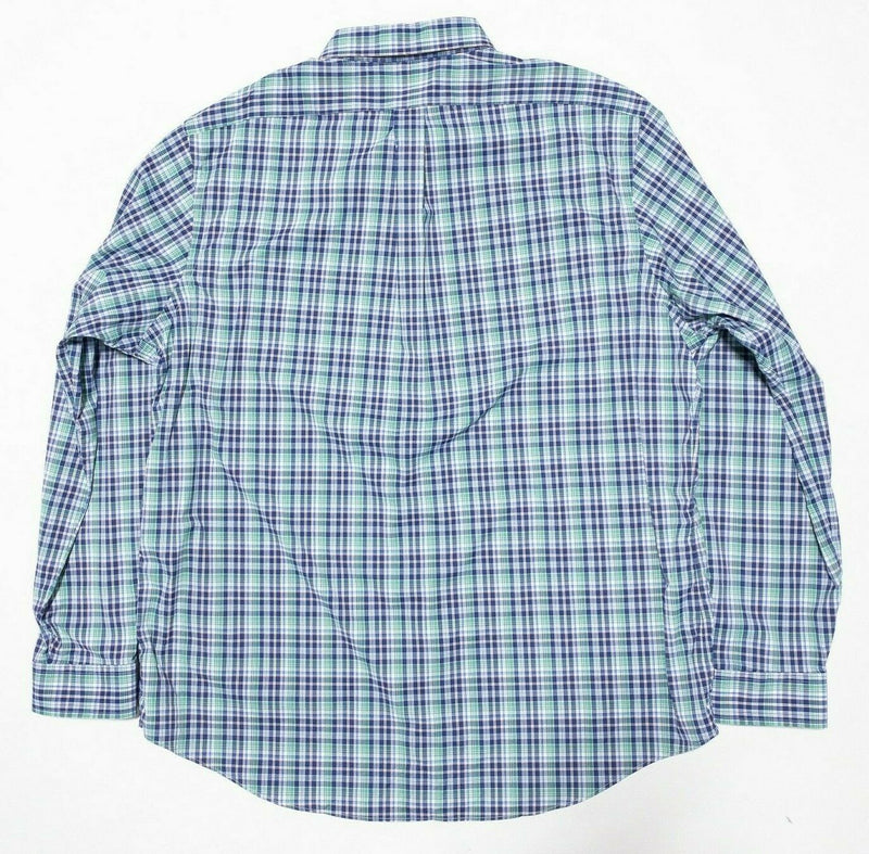 Polo Ralph Lauren Performance Shirt Nylon Wicking Green Blue Plaid Men's 2XL