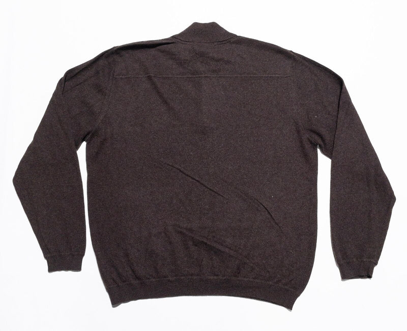 John W Nordstrom JWN Cashmere Sweater Men's 2XL 1/4 Zip Pullover Brown Knit