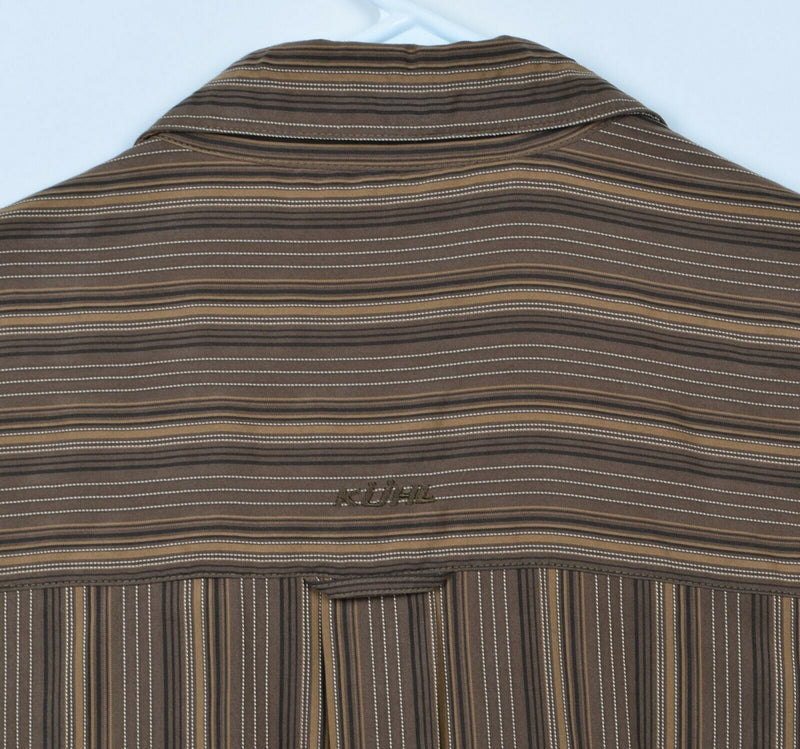 Kuhl Men's Sz XL Modal Blend Brown Striped Short Sleeve Hiking Outdoors Shirt