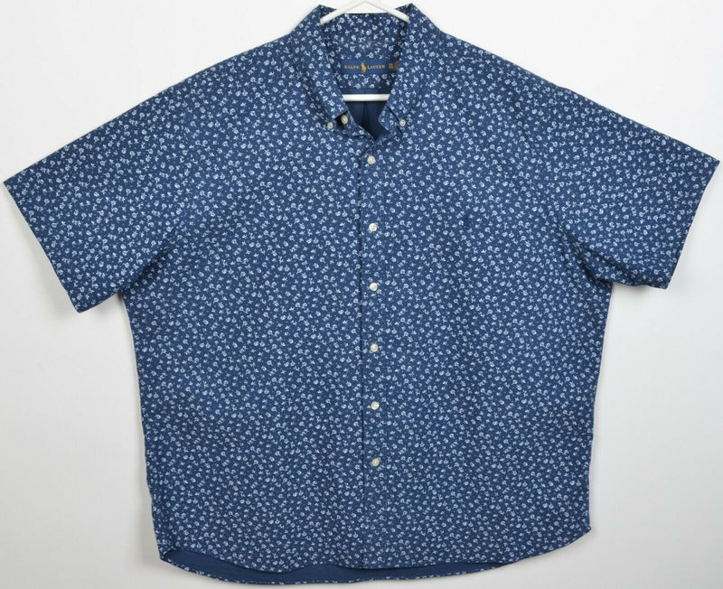 Polo Ralph Lauren Men's 2XL Floral Navy Blue Short Sleeve Button-Down Shirt