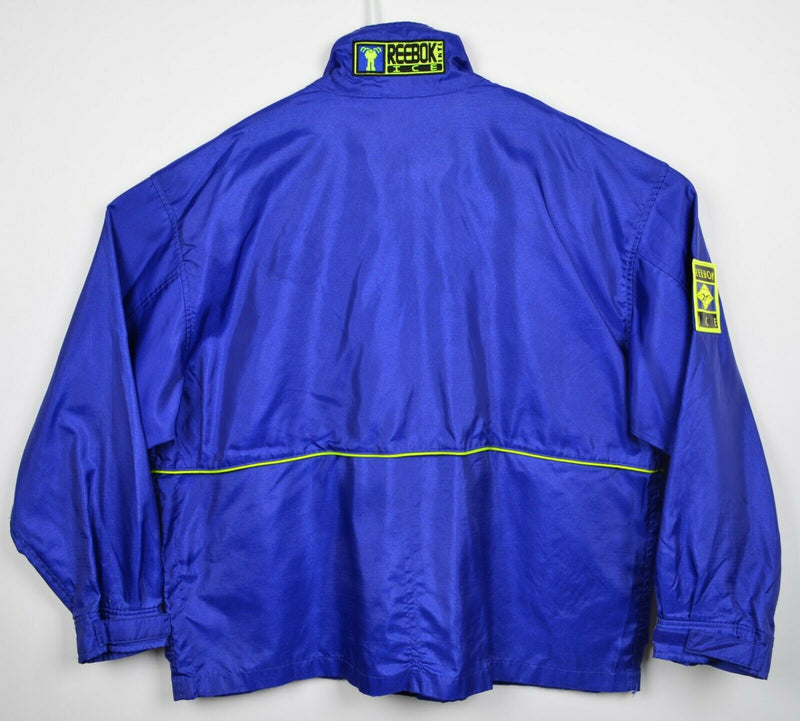 Vintage 90s Reebok Ice Men's XL Blue Neon Full Zip Vented Windbreaker Jacket