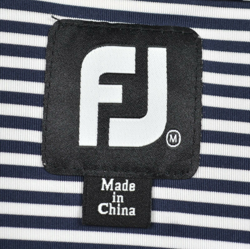 FootJoy Men's Sz Medium Navy Blue White FJ Performance Golf Polo Shirt