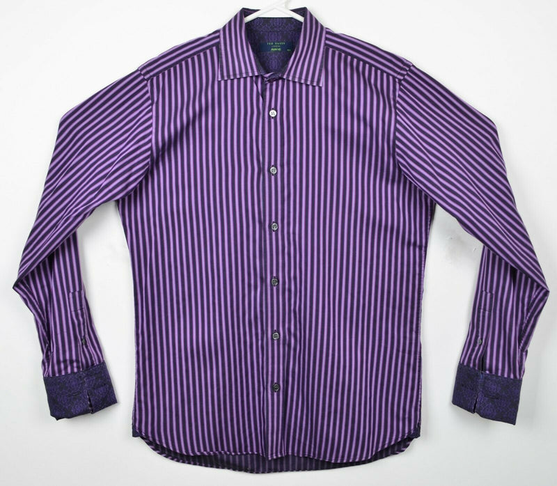 Ted Baker London Archive Men's 15.5 French Cuff Purple Striped Dress Shirt