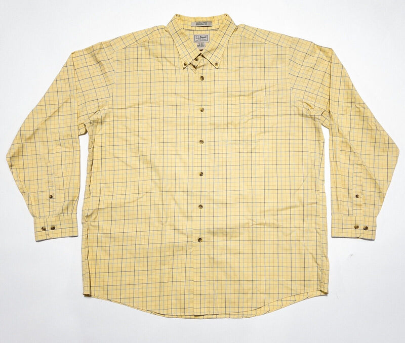 L.L. Bean Shirt XL Men's Long Sleeve Wrinkle Free Button-Down Yellow Plaid