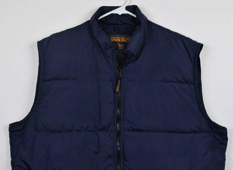 Woolrich Men's Large Goose Down Solid Navy Blue Full Zip Puffer Vest
