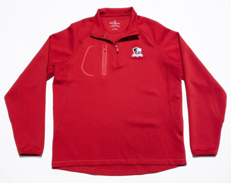 Bobby Jones Jacket Men's Large Performance 1/4 Zip Pullover Red Wicking Stretch