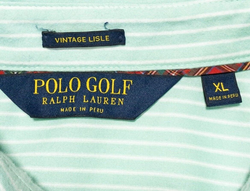 Polo Golf Ralph Lauren Vintage Lisle Men's XL Polo Shirt Mint Green Striped Golf