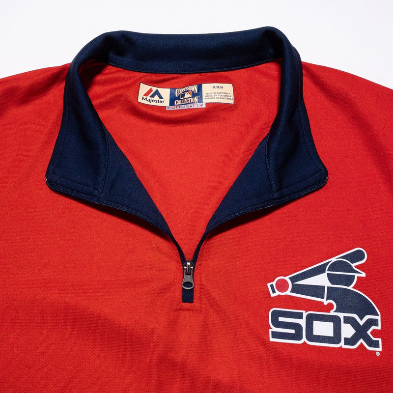 Chicago White Sox 1/4 Zip Men's Medium Majestic CoolBase Wicking MLB Red