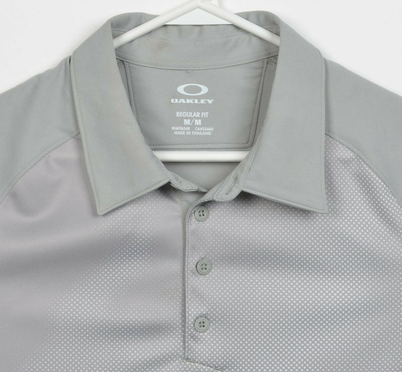 Oakley Hydrolix Men's Medium Regular Fit Gray Polka Dot Wicking Golf Polo Shirt