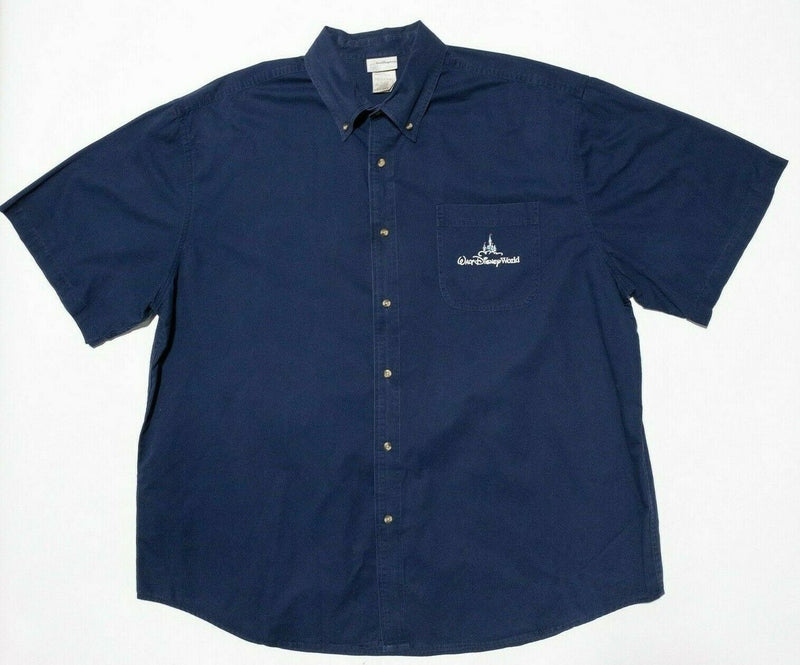 Walt Disney World Button-Down Shirt Men's 2XL Navy Blue Embroidered Short Sleeve