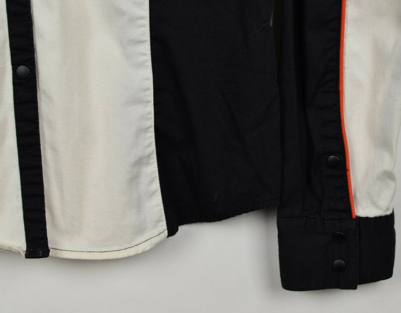 Harley Davidson Women's Sz Medium Staff Embroidered Long Sleeve Snap Shirt
