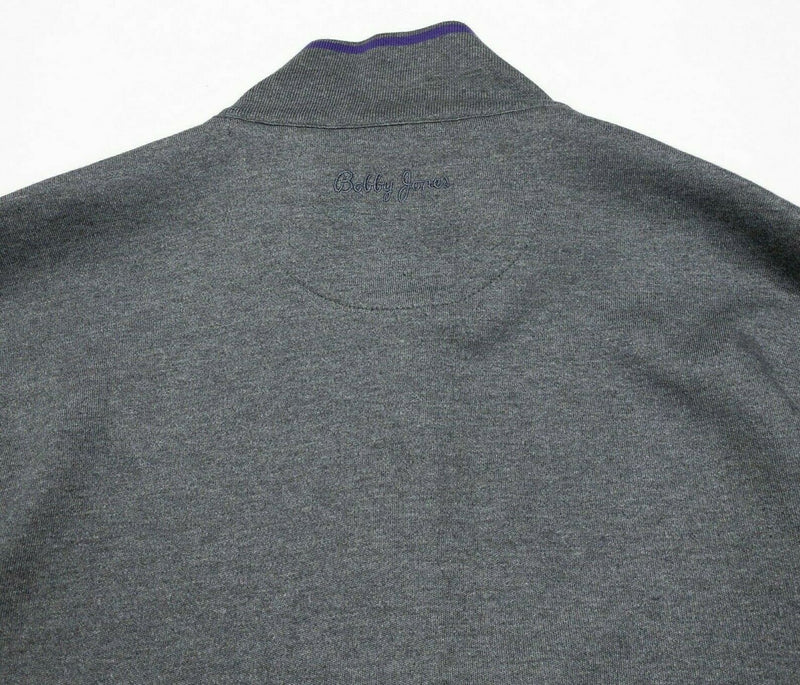 Bobby Jones 1/4 Zip Pullover Sweater Golf Gray Purple Pima Cotton Men's Large