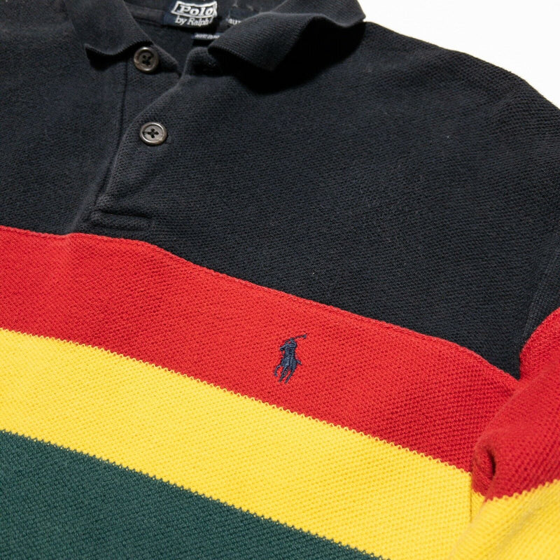 Polo Ralph Lauren Striped Polo Shirt Reggae Jamaica Red Green Gold Men's Large