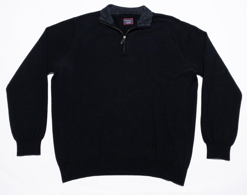 UNTUCKit Sweater Men's 2XL Merino Wool 1/4 Zip Pullover Knit Solid Black Modern