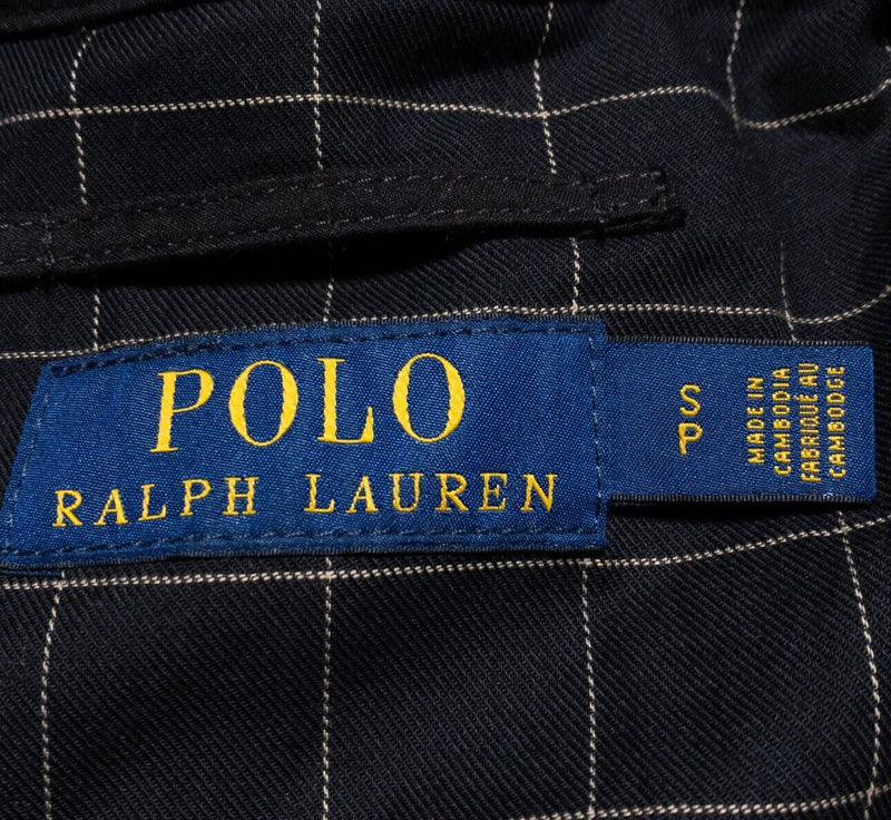 Polo Ralph Lauren Plaid Lined Jacket Men's Small Full Zip Black Collared Preppy