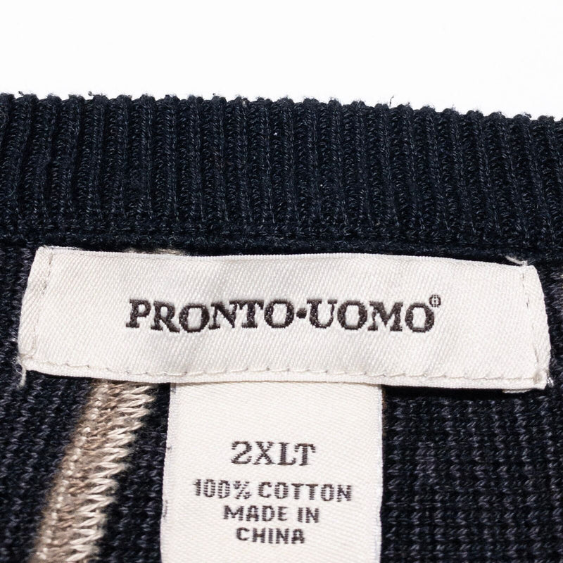 Vintage Pronto Uomo Sweater Men's 2XLT Textured Coogi Coosby 3D Knit 90s Stripe