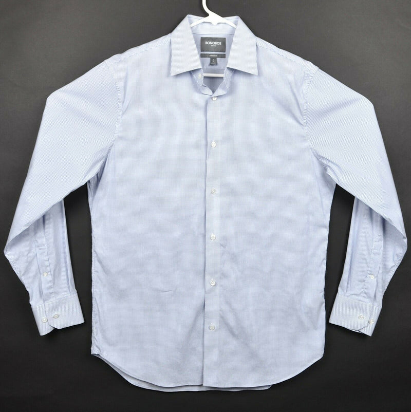 Bonobos Stretch Men's Sz 16/35 Standard Fit Blue White Plaid Check Shirt