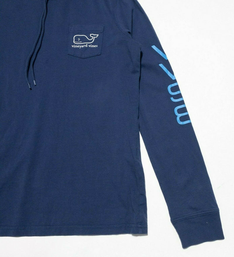 Vineyard Vines Lightweight Hoodie T-Shirt USA Flag Whale Preppy Blue Men's Small