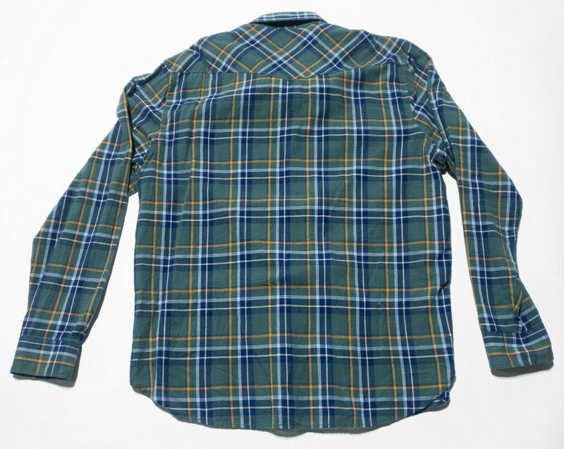 Lucky Brand Men's XL Classic Fit Pearl Snap Shirt Green Blue Plaid