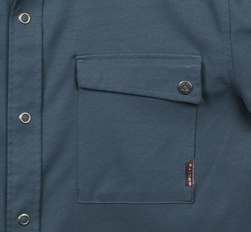 GoLite Men's Sz Medium Snap-Front Polyester Blue Hiking Outdoors Shirt