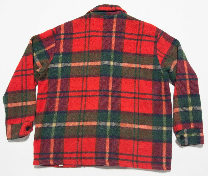 60s Deacon Brothers DEA Jacket Men's L/XL? Red Plaid Wool Flannel Button Jacket