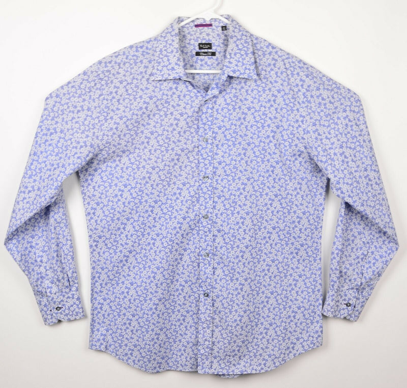 Paul Smith London Men's Sz 16.5/42 XL Floral Blue White Made in Italy Shirt