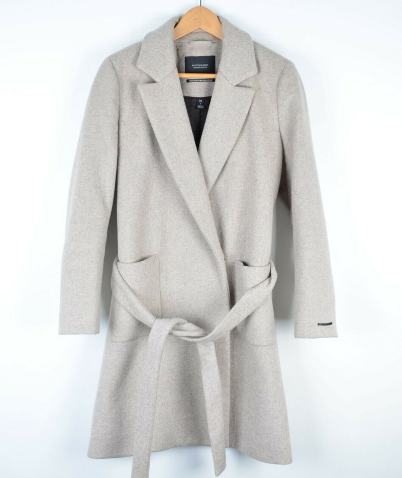 Scotch & Soda Maison Wool Blend Belted Trench Coat Taupe Women's 1 (Small)