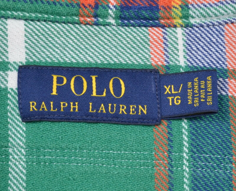 Polo Ralph Lauren Men's XL Green Tartan Plaid Loop Collar Flannel Shirt