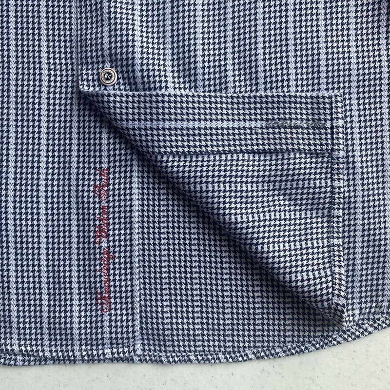 Robert Graham Men's 17/43 (L/XL) French Cuff Flip Cuff Houndstooth Dress Shirt