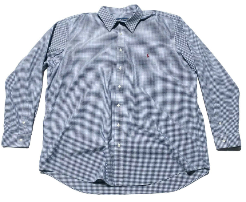 Polo Ralph Lauren Men's 3XLT (3XL Tall) Blue White Check Button-Down Shirt