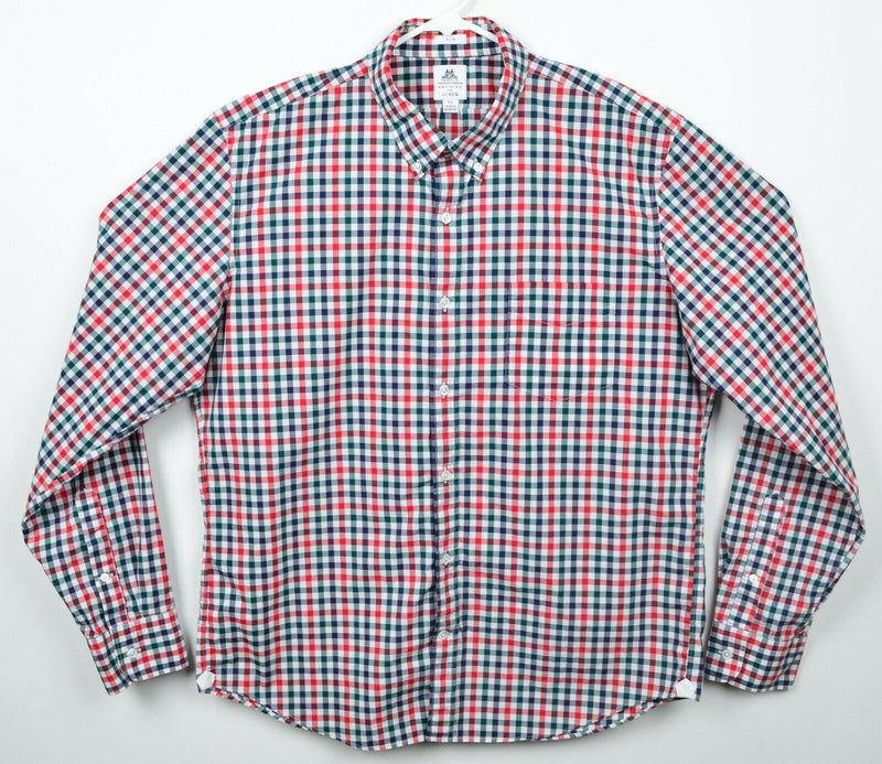 Thomas Mason Archive Men's Sz XL Slim J. Crew Red Green Navy Plaid Check Shirt