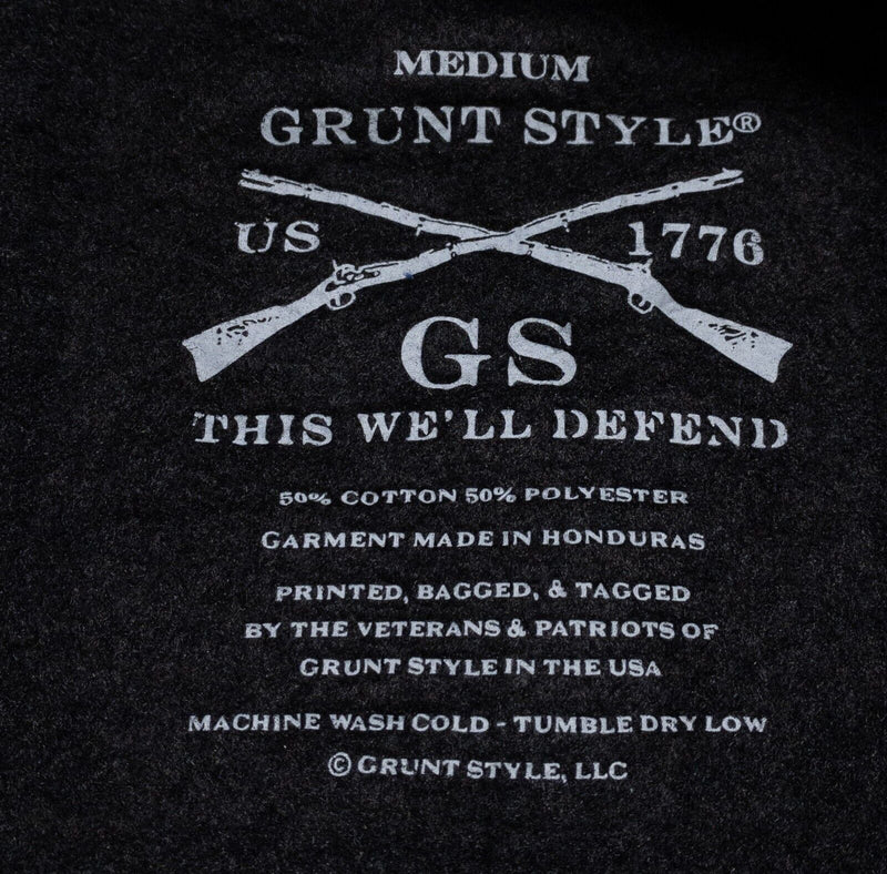 Grunt Style Hoodie Men's Medium USA Flag Logo Solid Black Pullover Sweatshirt