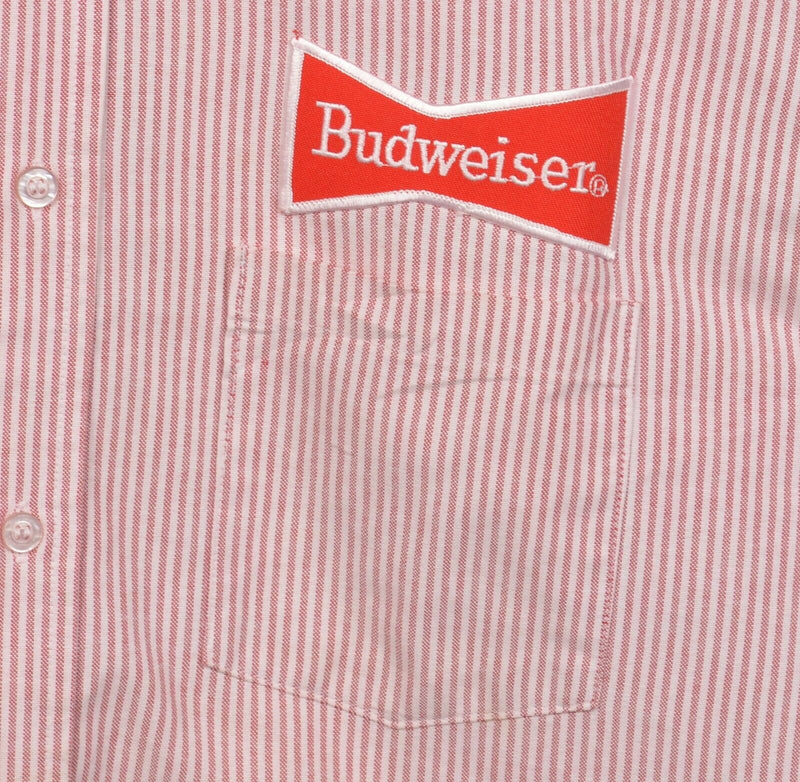 Budweiser Beer Men's 17.5 (XL) Red Striped Uniform Work Delivery Mechanic Shirt