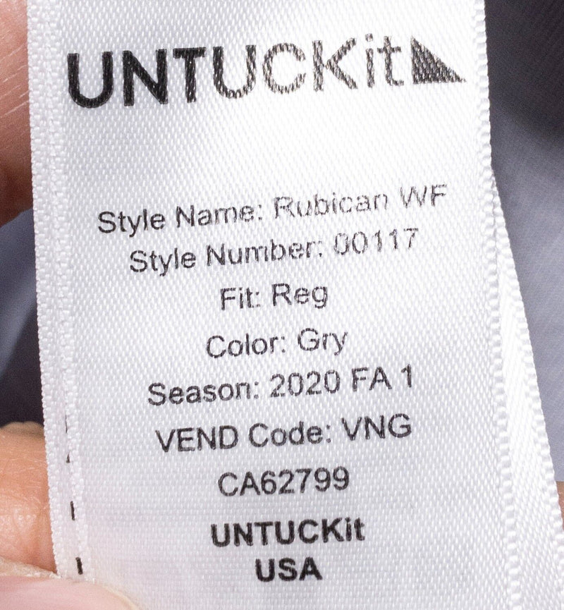 UNTUCKit Shirt Men's 3XL Wrinkle Free Long Sleeve Light Gray Rubican WF