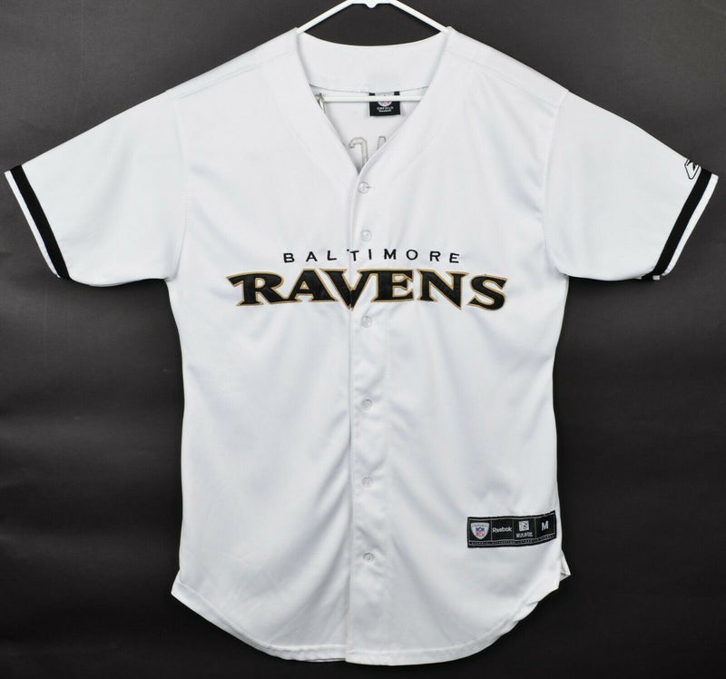 Baltimore Ravens Men's Medium Joe Flacco Reebok NFL White Sewn Baseball Jersey