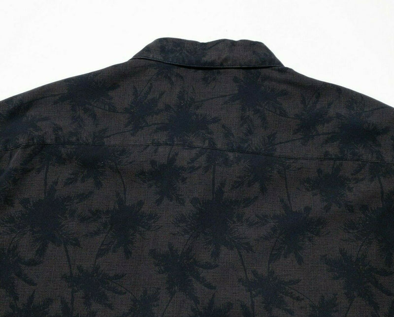 Nat Nast XXL Silk Shirt Men's Hawaiian Floral Palm Bowling Retro Brown Black