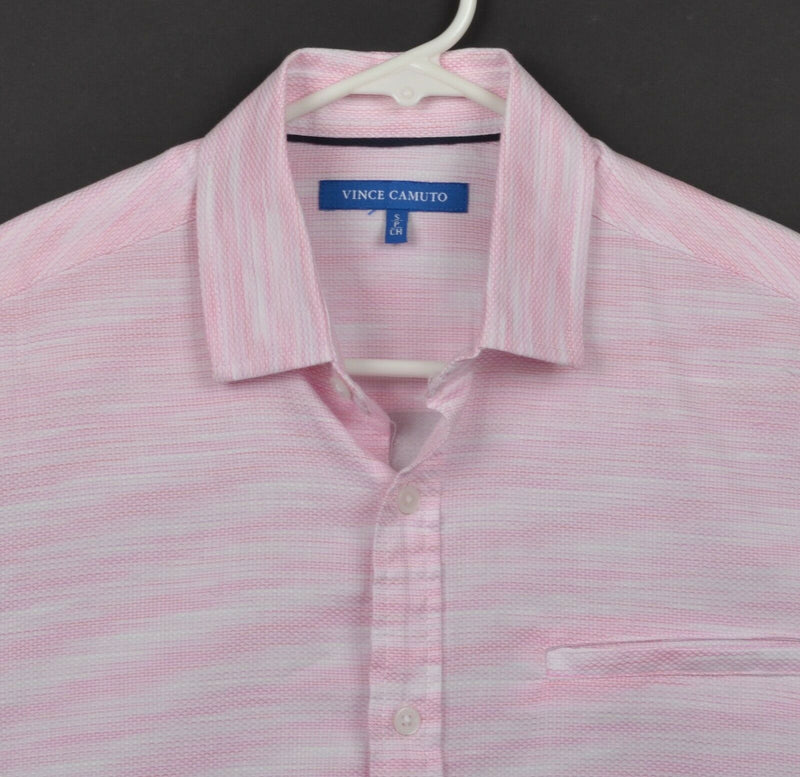 Vince Camuto Men's Sz Small Pink White Button-Front Casual Pocket Shirt