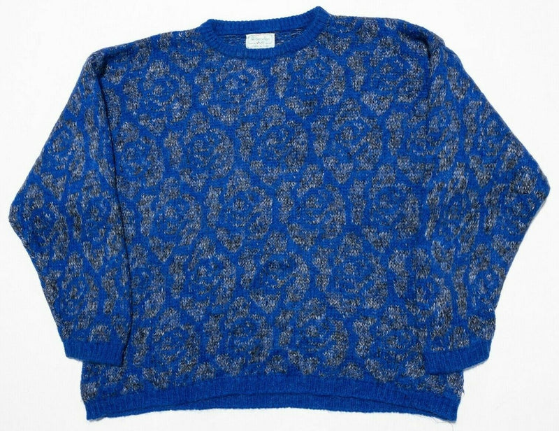 Benetton Sweater Women's Fits Large Blue Paisley Italy Vintage Crewneck Pullover