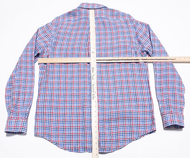 Polo Ralph Lauren Linen Shirt Men's Large Button-Up Long Sleeve Blue Red Check