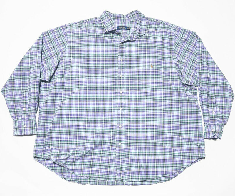 Polo Ralph Lauren Men's 3XB (3XL Big) Purple Plaid Button-Front Oxford Shirt