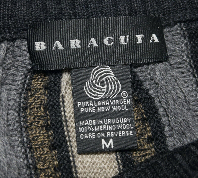 Baracuta Men's Medium Coogi Style Merino Wool 3D Textured Knit Pullover Sweater