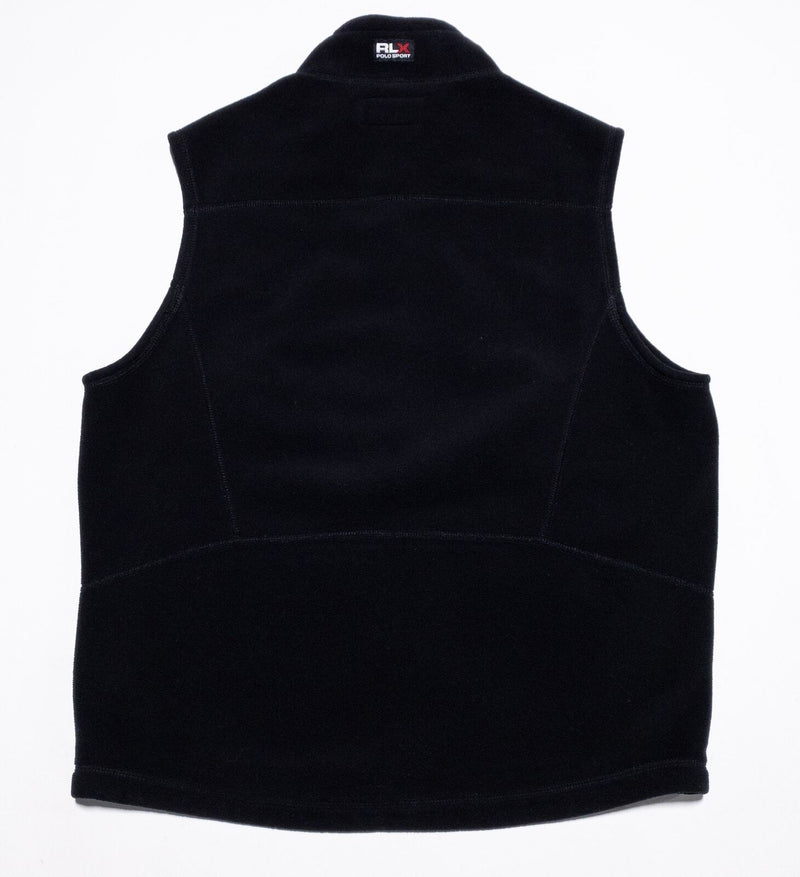 RLX Polo Sport Fleece Vest Men's Medium Ralph Lauren Vintage 90s Black Polartec