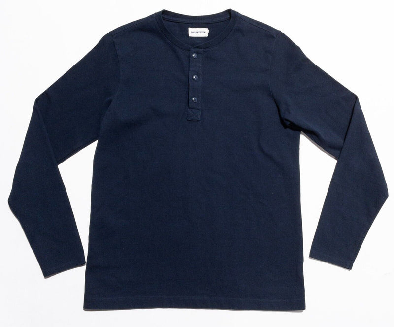 Taylor Stitch Henley Shirt Men's 42 (Large) Long Sleeve 3-Button Navy Blue