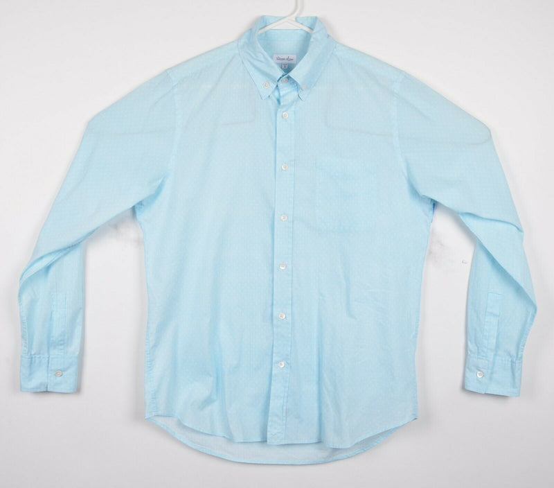 Steven Alan Men's Medium Light Blue Geometric Diamond USA Button-Down Shirt