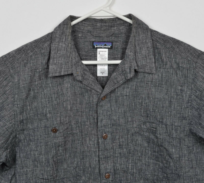 Patagonia Men's Medium Hemp Blend Gray Migration Short Sleeve Button-Front Shirt