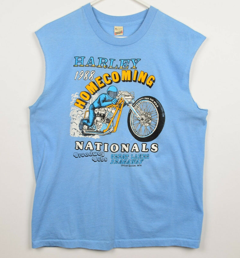 Vintage 1988 Harley-Davidson Men's XL Homecoming Bike Sleeveless Cut-Off T-Shirt