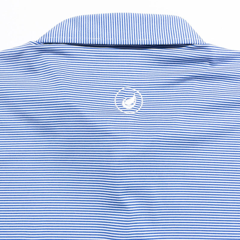 Holderness & Bourne Polo Mens Large Tailored Fit Shirt Golf Wicking Blue Striped